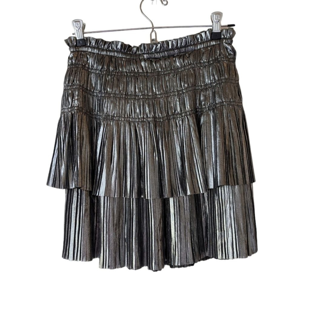 Current Air Metallic Tiered Pleated Mini Skirt Anthropologie Small - Picture 3 of 5